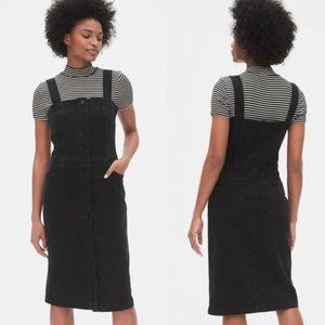 Gap Apron Button Front Black Overall Denim Dress size 4